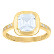10kt Yellow Gold Womens Cushion-Cut Round Cubic-Zirconia Fashion Ring 