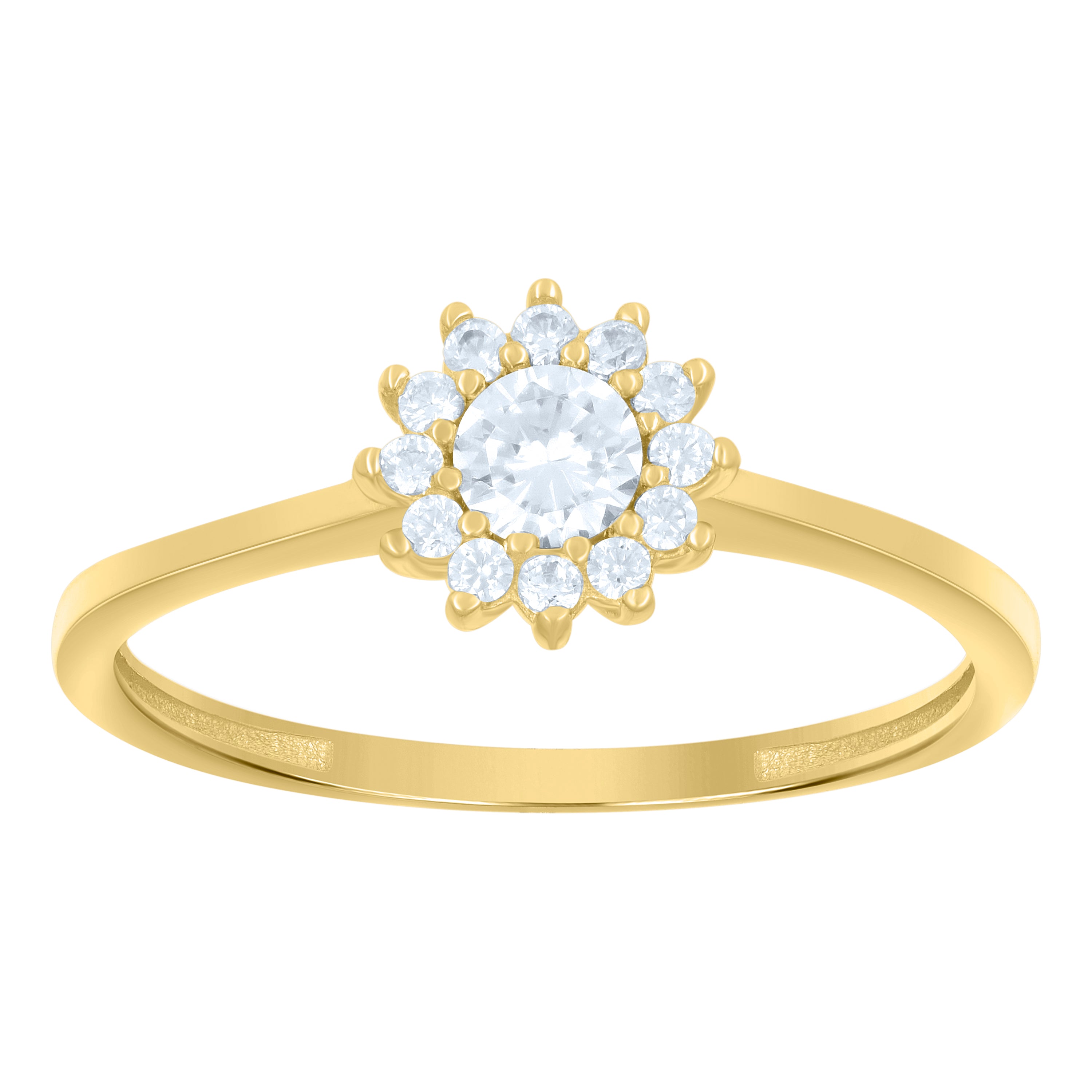 14kt Yellow Gold Womens Cubic-Zirconia Engagement Ring