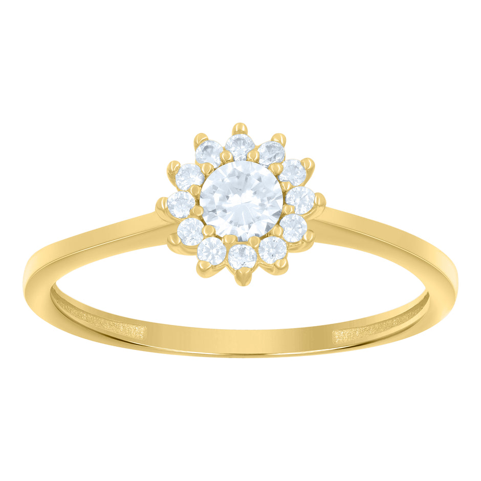 14kt Yellow Gold Womens Cubic-Zirconia Engagement Ring