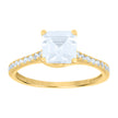 10kt Yellow Gold Womens Cushion-Cut Round Cubic-Zirconia Engagement Ring 