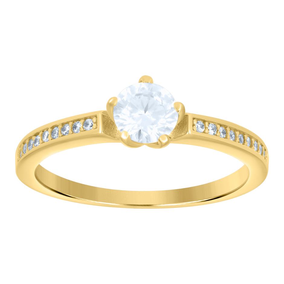 14kt Yellow Gold Womens Cubic-Zirconia Engagement Ring