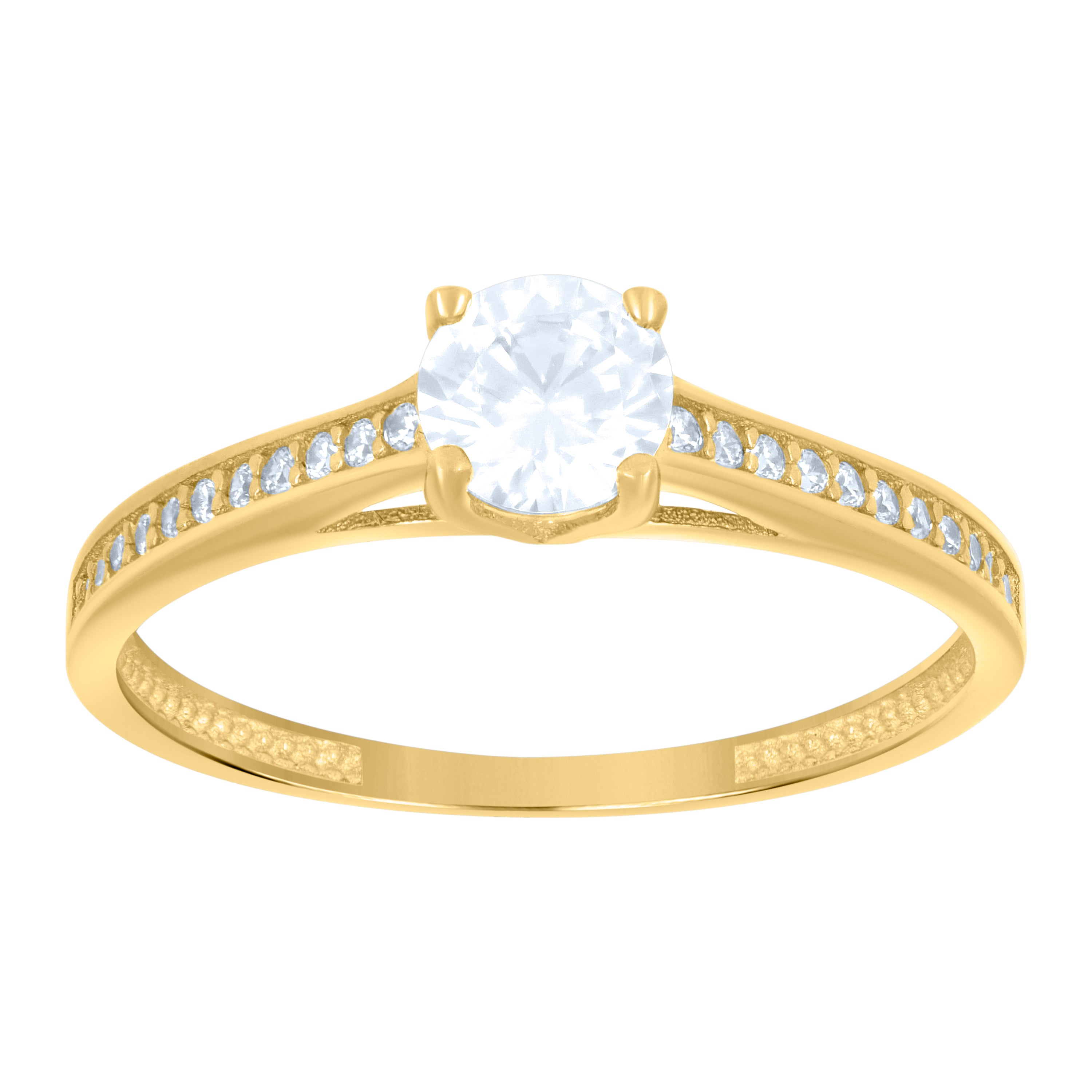 14kt Yellow Gold Womens Cubic-Zirconia Engagement Ring