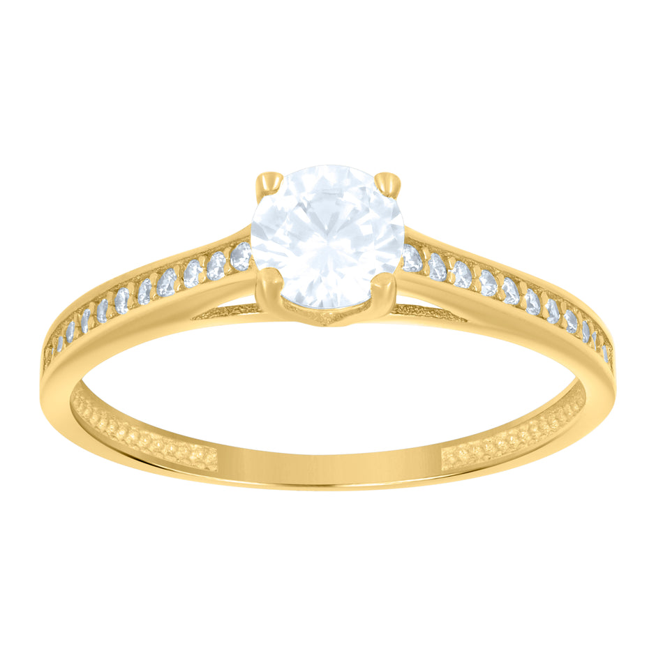 14kt Yellow Gold Womens Cubic-Zirconia Engagement Ring