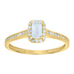 14kt Yellow Gold Womens Emerald-Cut Round Cubic-Zirconia Engagement Ring