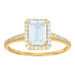 14kt Yellow Gold Womens Emerald-Cut Round Cubic-Zirconia Fashion Ring