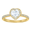 14kt Yellow Gold Womens Heart Round Cubic-Zirconia Engagement Ring