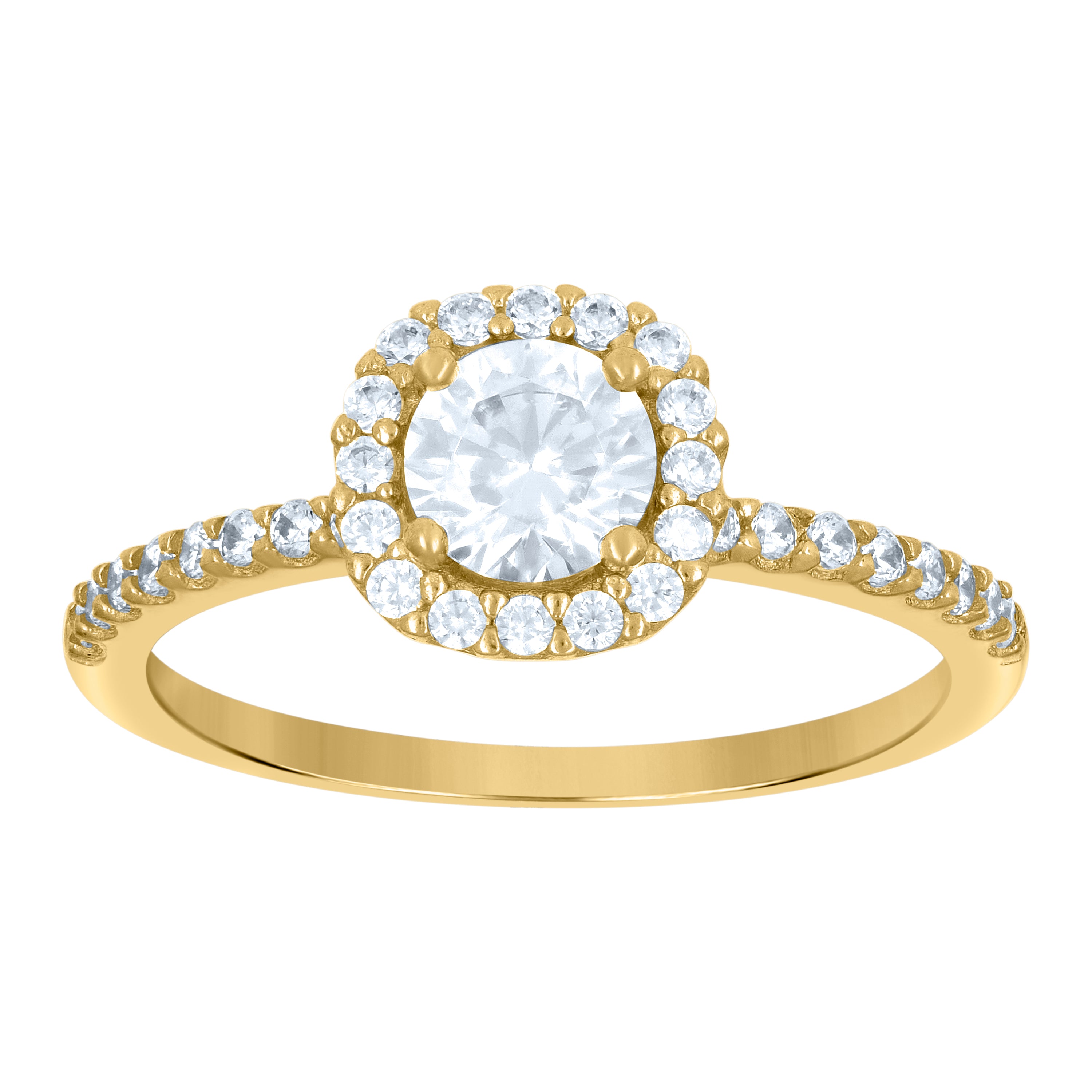 14kt Yellow Gold Womens Cubic-Zirconia Heart Engagement Ring