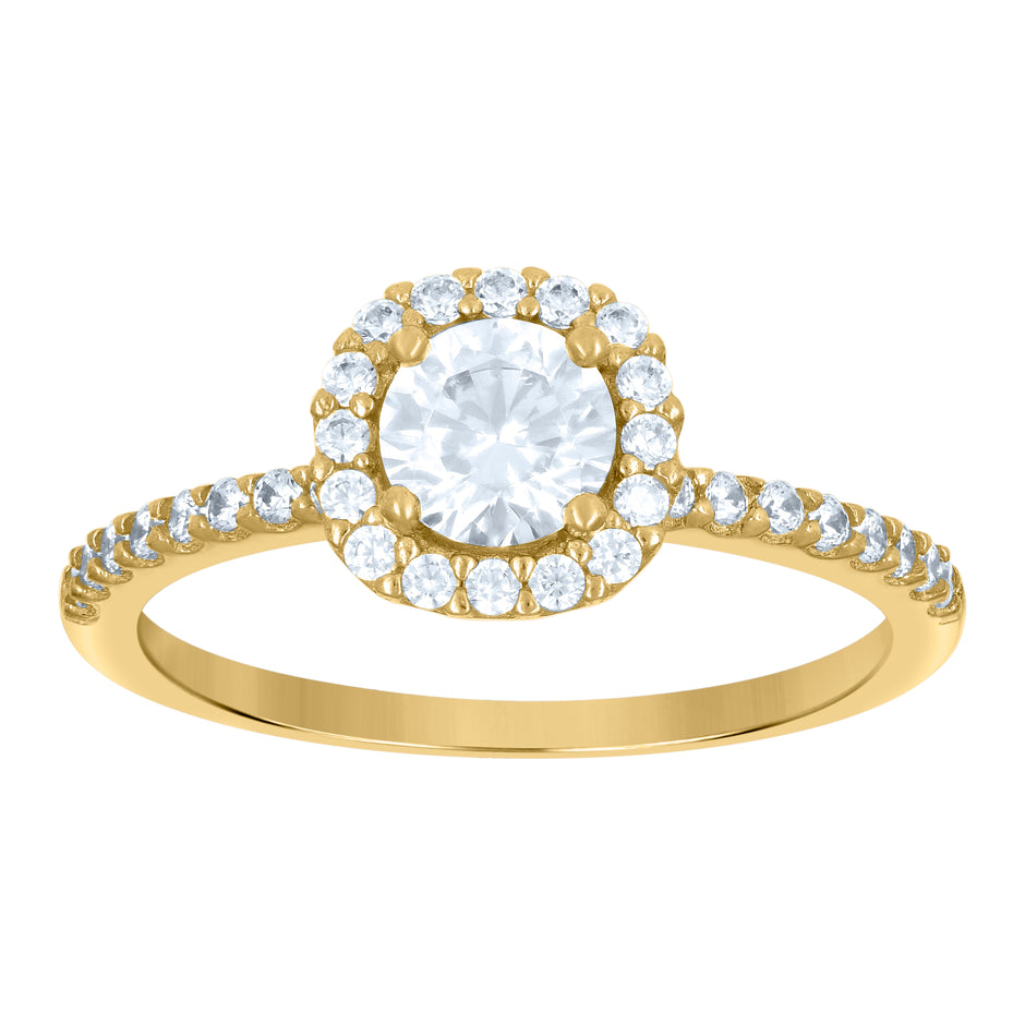 14kt Yellow Gold Womens Cubic-Zirconia Heart Engagement Ring