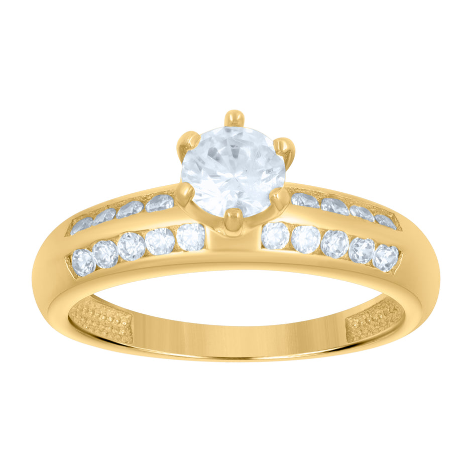 14kt Yellow Gold Womens Cubic-Zirconia Engagement Ring