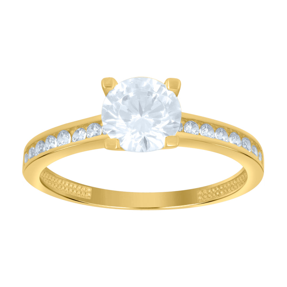 14kt Yellow Gold Womens Cubic-Zirconia Engagement Ring