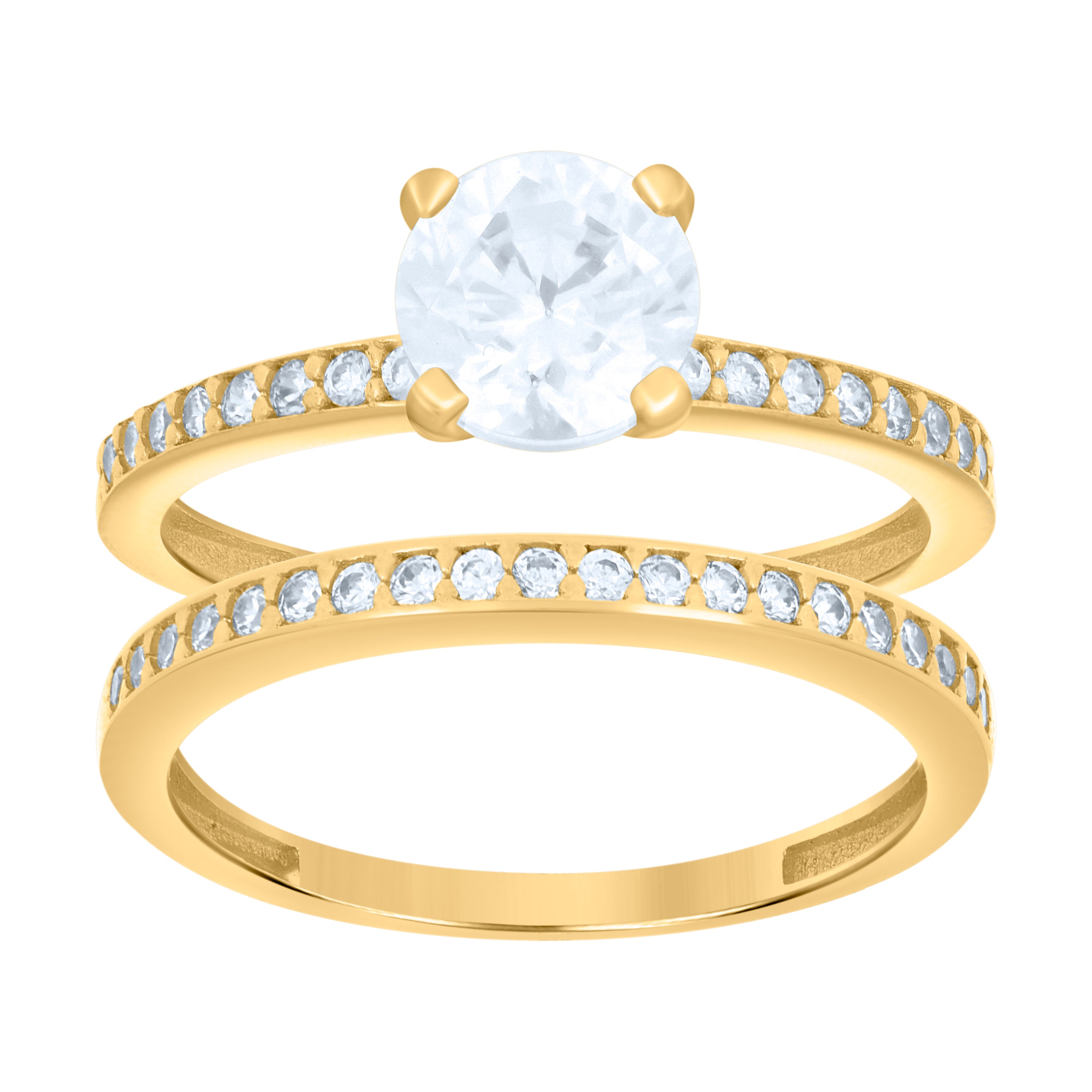 14kt Yellow Gold Womens Cubic-Zirconia Duo Bridal Ring Set 