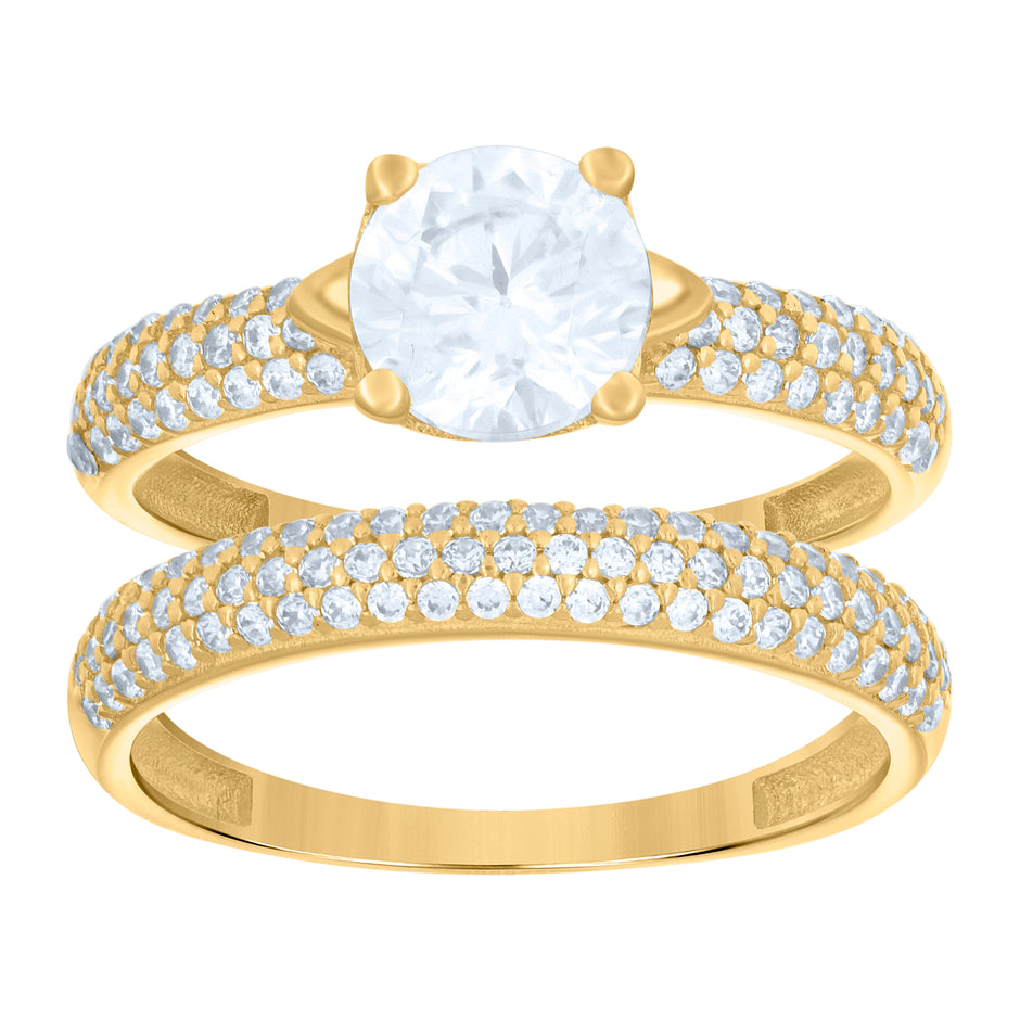 14kt Yellow Gold Womens Cubic-Zirconia Duo Bridal Ring Set 