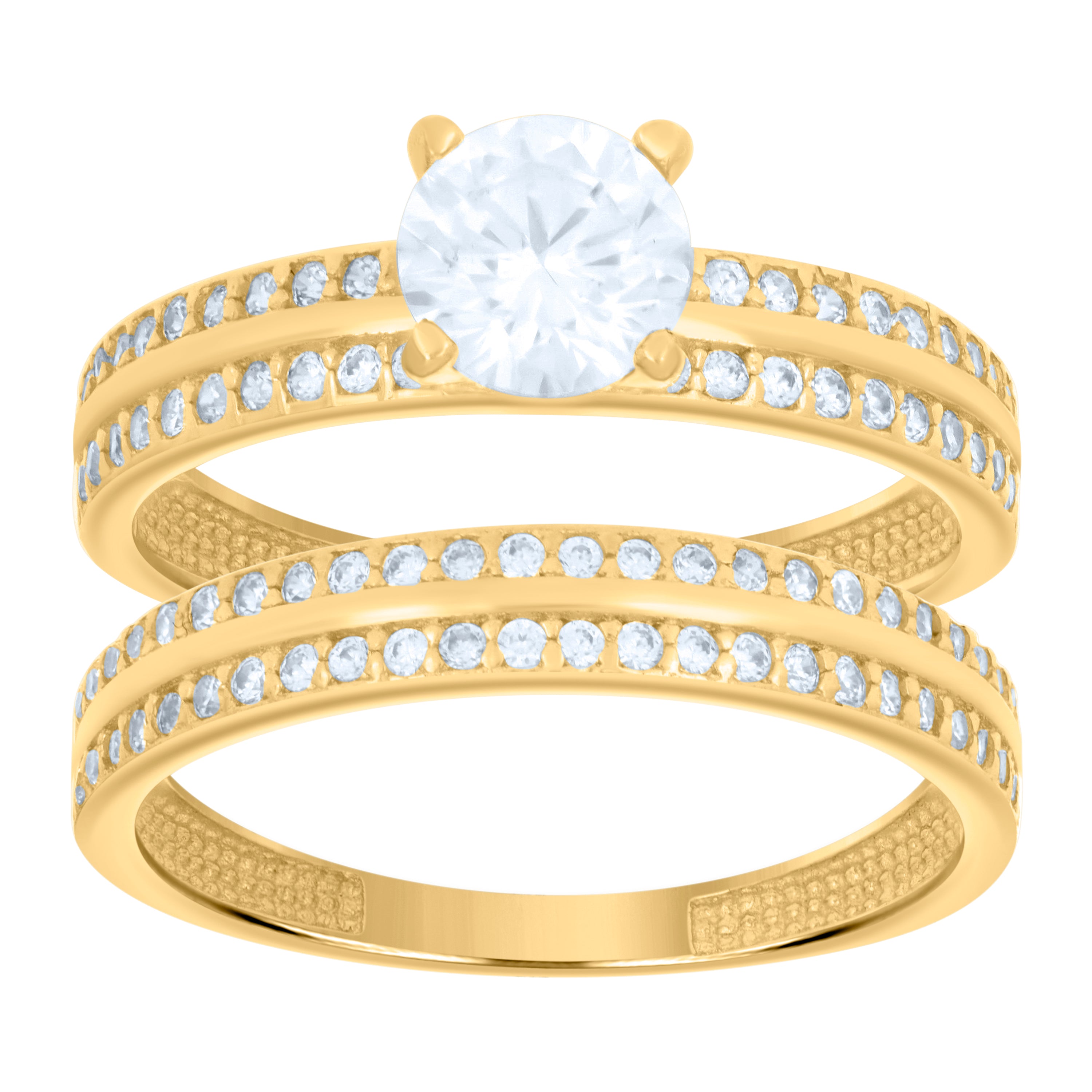 14kt Yellow Gold Womens Cubic-Zirconia Duo Bridal Ring Set 