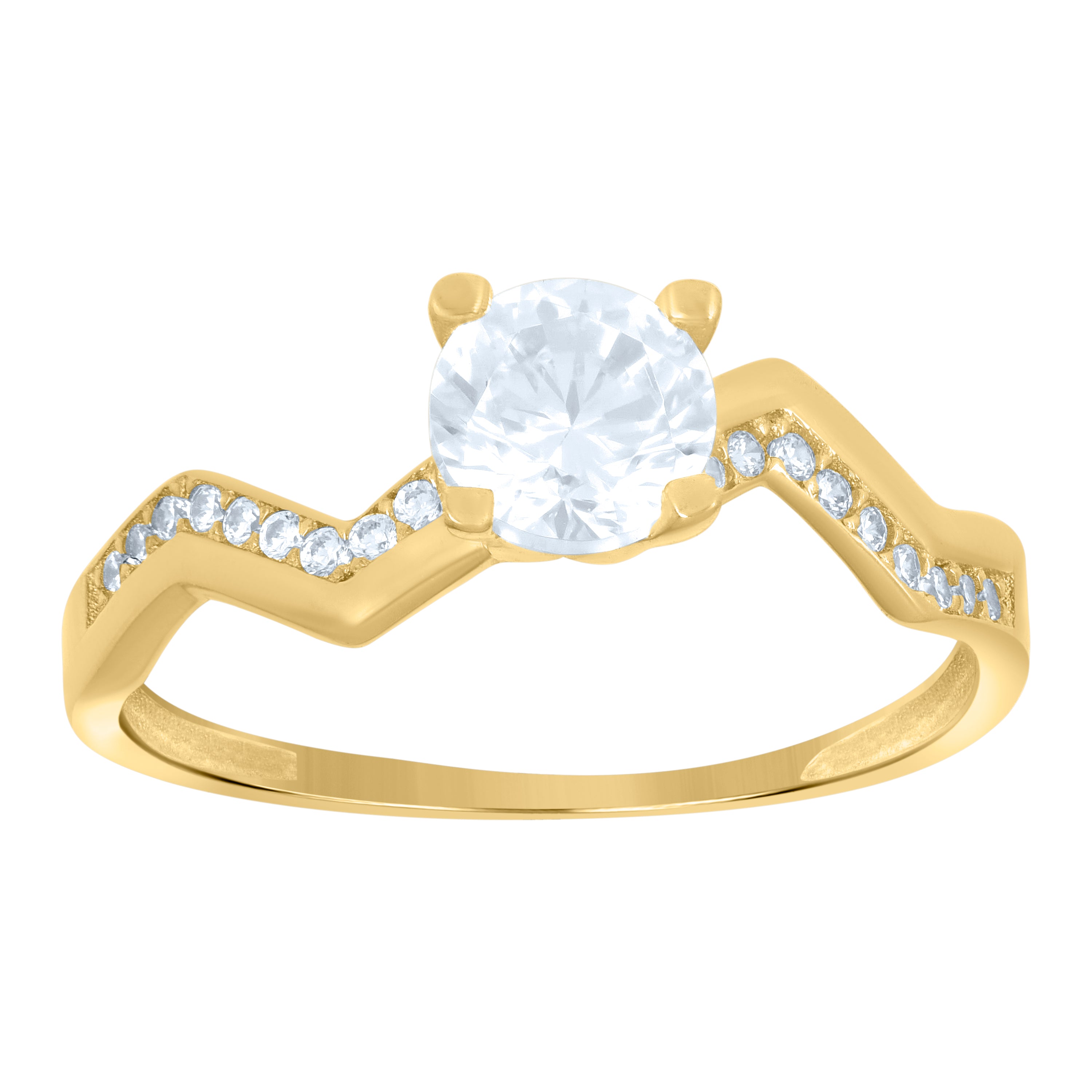 10kt Yellow Gold Womens Cubic-Zirconia Fashion Ring 