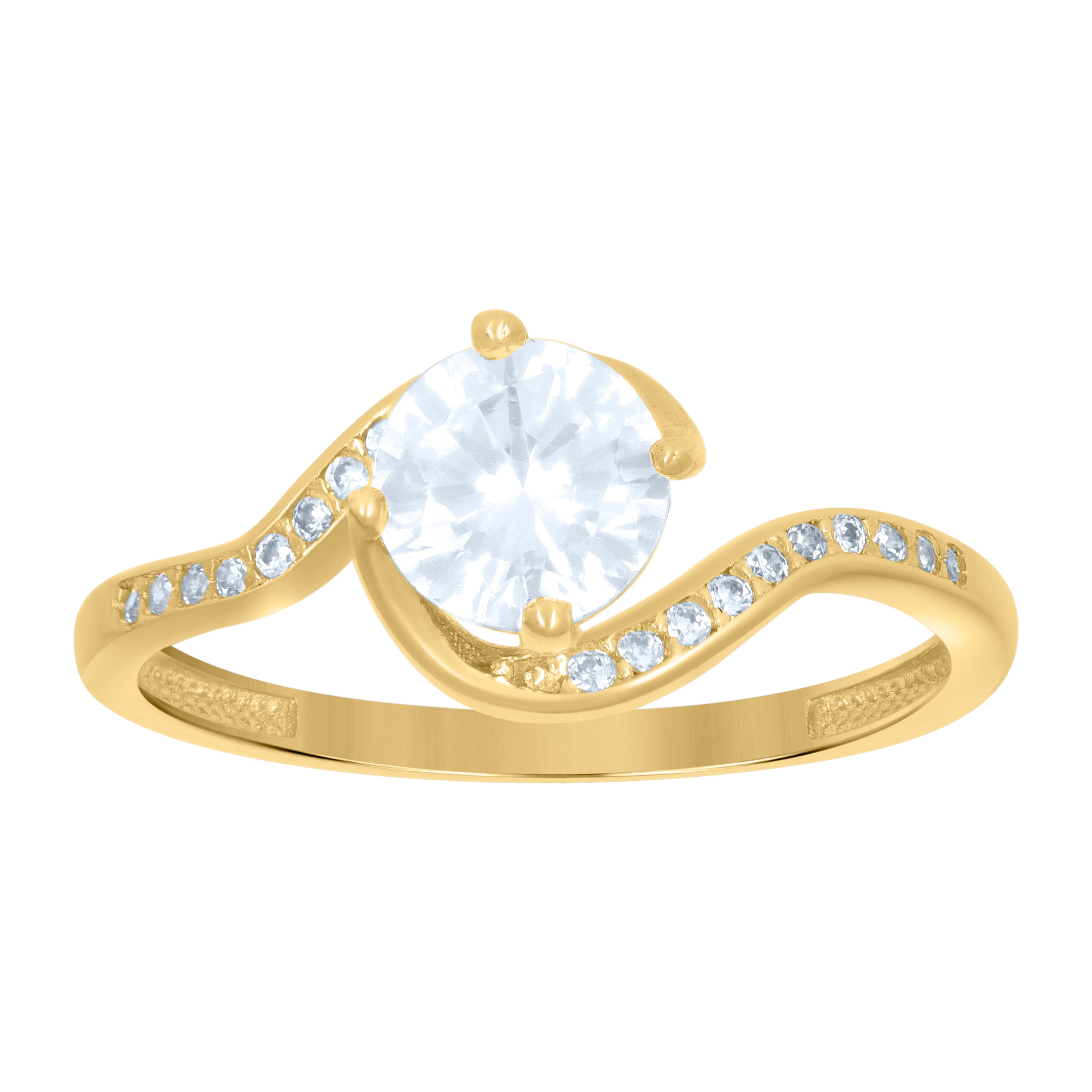 10kt Yellow Gold Womens Cubic-Zirconia Fashion Ring 