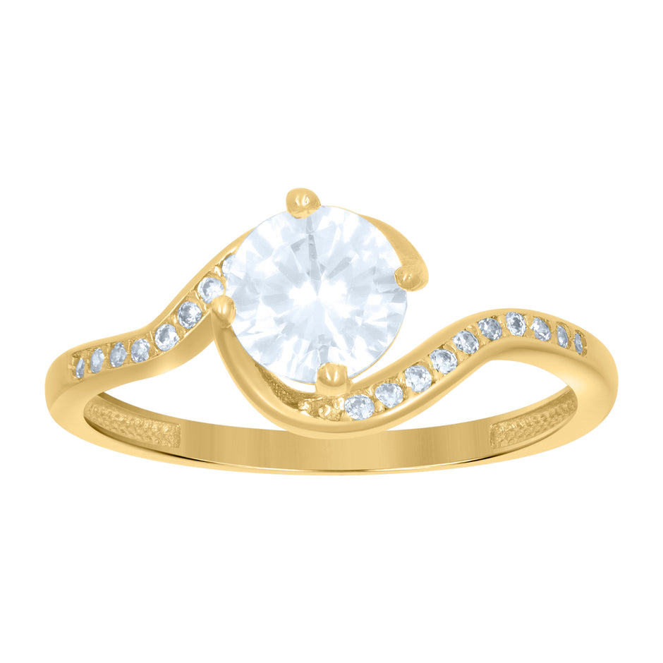 10kt Yellow Gold Womens Cubic-Zirconia Fashion Ring 