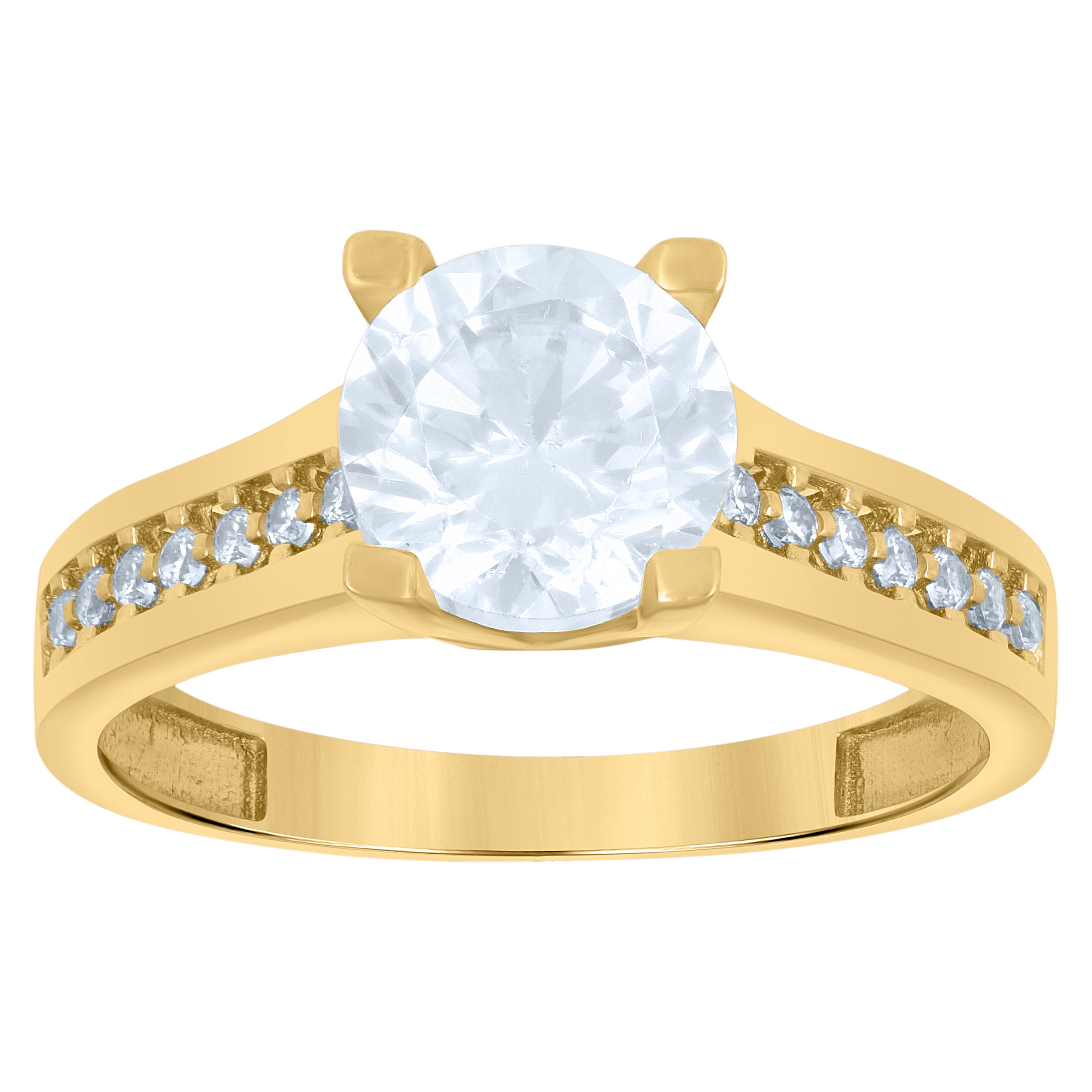 10kt Yellow Gold Womens Cubic-Zirconia Fashion Ring 