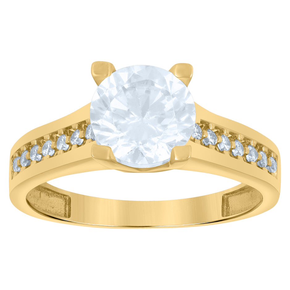 10kt Yellow Gold Womens Cubic-Zirconia Fashion Ring 