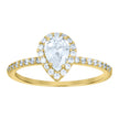 10kt Yellow Gold Womens Pear Round Cubic-Zirconia Tear Drop Engagement Ring 
