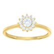 10kt Yellow Gold Womens Cubic-Zirconia Flower Engagement Ring 