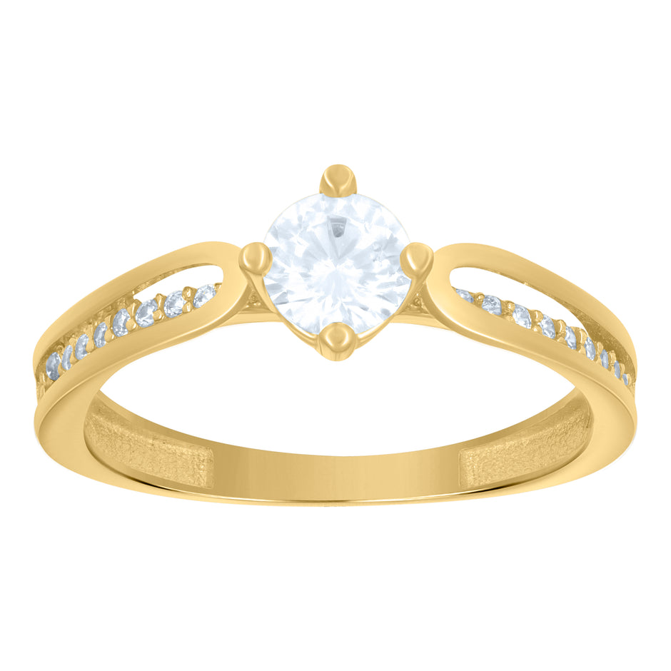 10kt Yellow Gold Womens Cubic-Zirconia Engagement Ring 