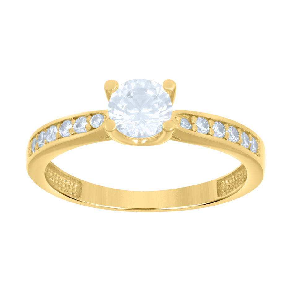 10kt Yellow Gold Womens Cubic-Zirconia Engagement Ring 