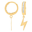 10kt Yellow Gold Unisex Cubic-Zirconia Lighting Bolt Dangle Hoop Earrings