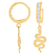 10kt Yellow Gold Mens Cubic-Zirconia Snake Dangle Hoop Earrings