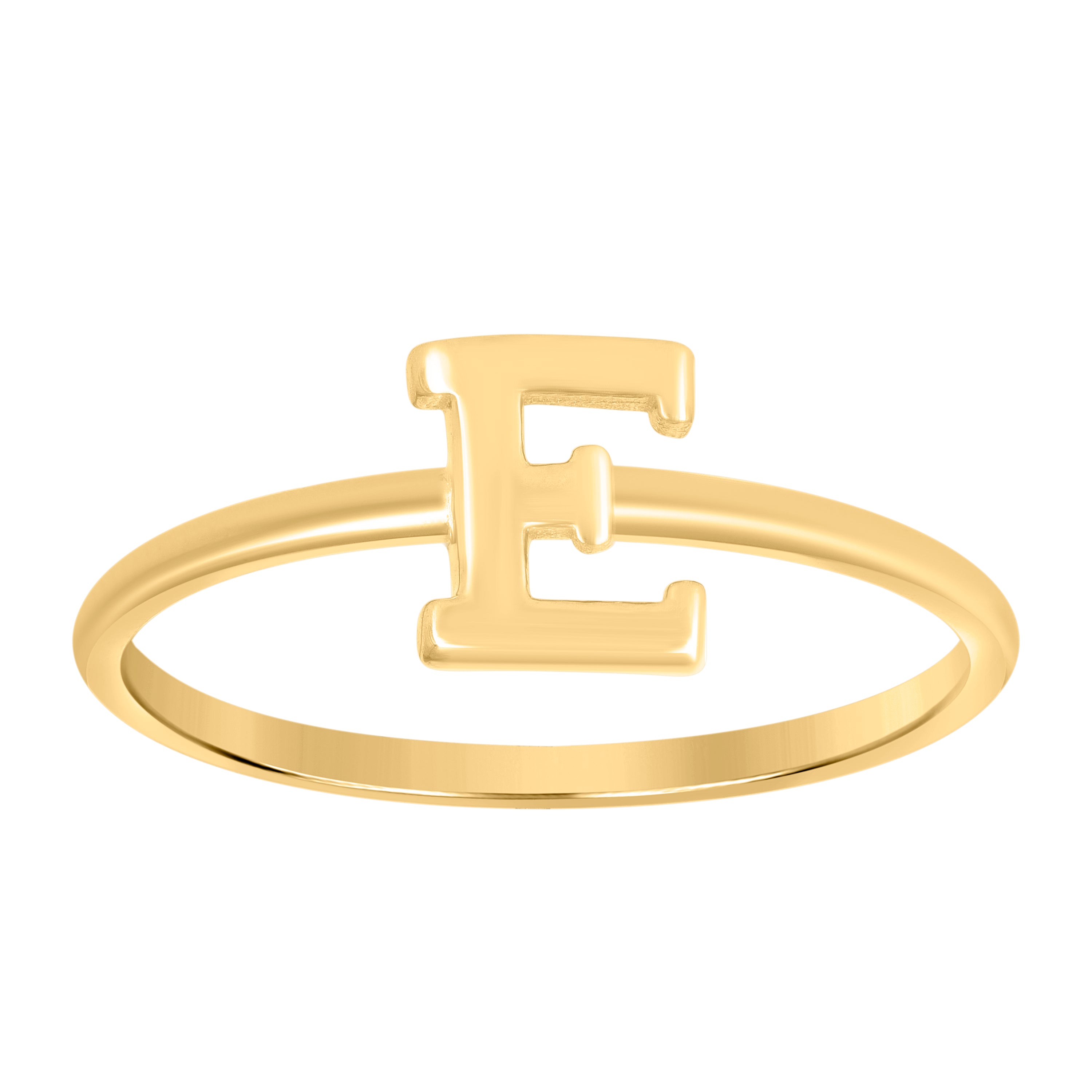 10kt Yellow Gold Womens Initial Alphabet E Ring