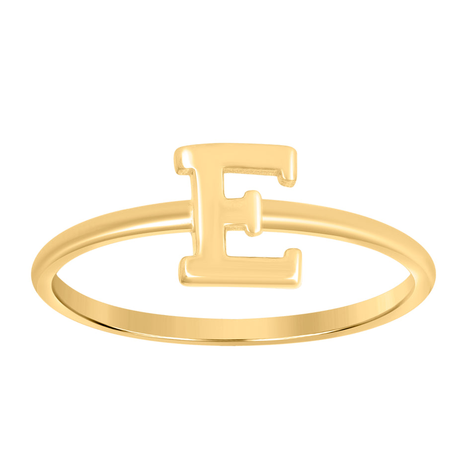 10kt Yellow Gold Womens Initial Alphabet E Ring
