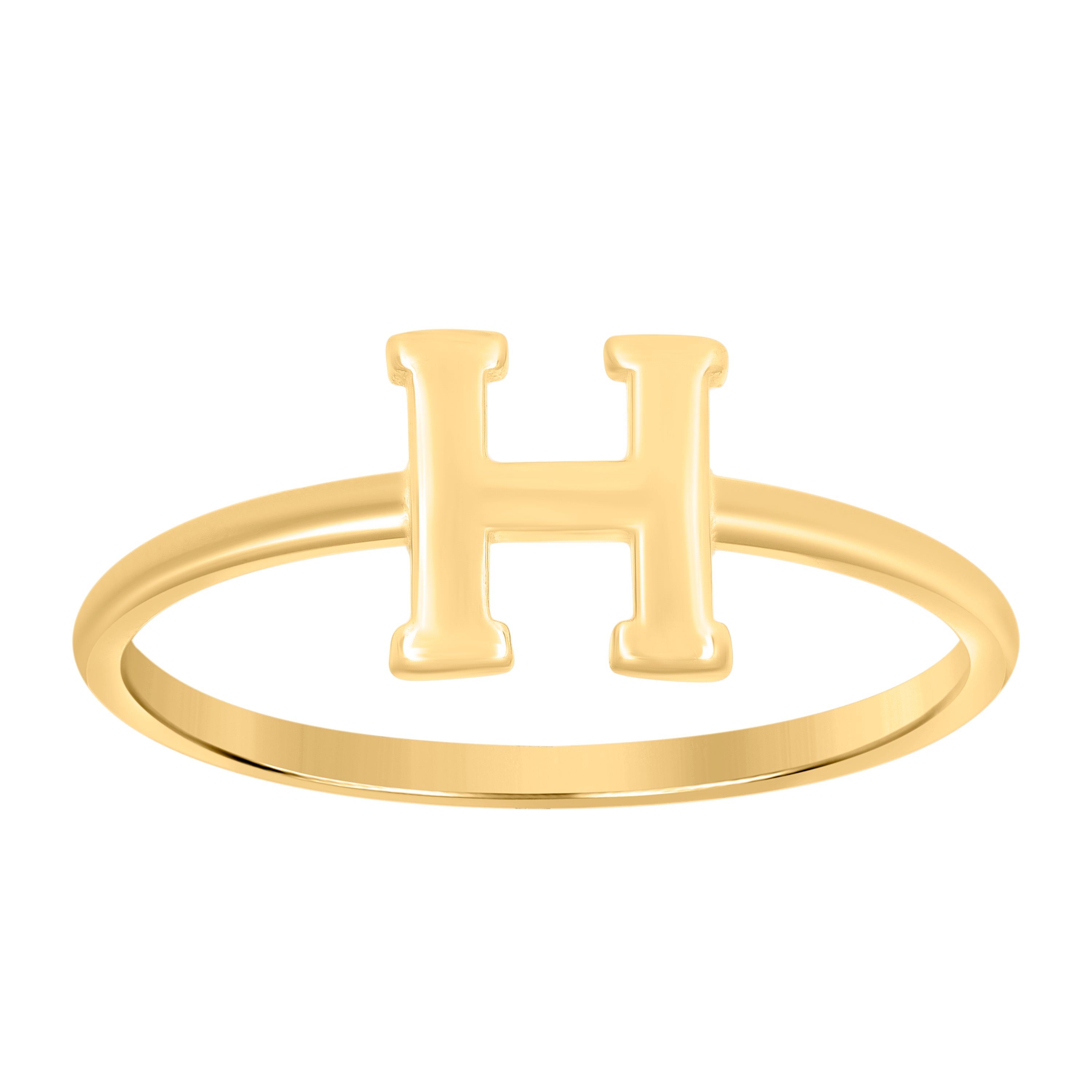 10kt Yellow Gold Womens Initial Alphabet H Ring