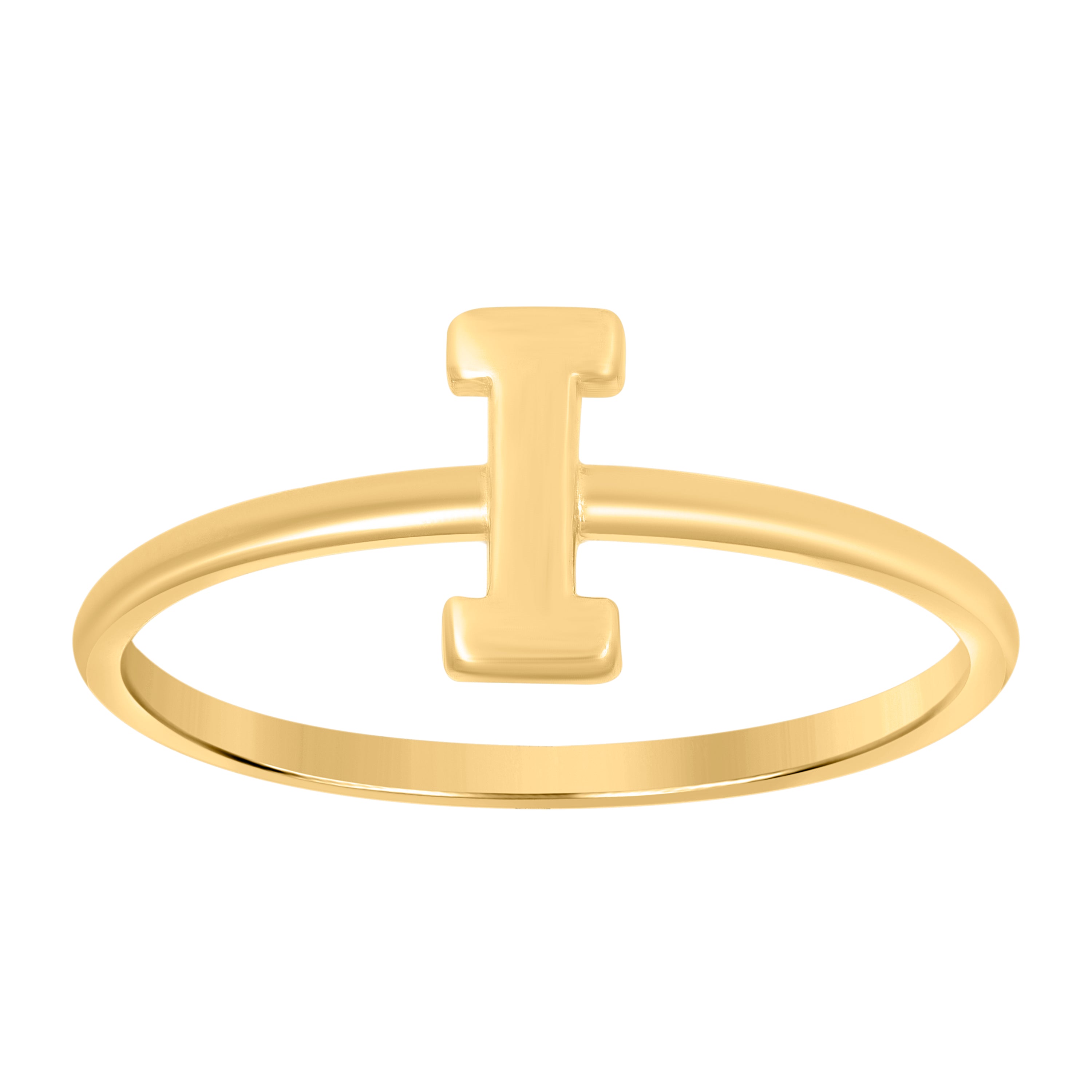 10kt Yellow Gold Womens Initial Alphabet I Ring