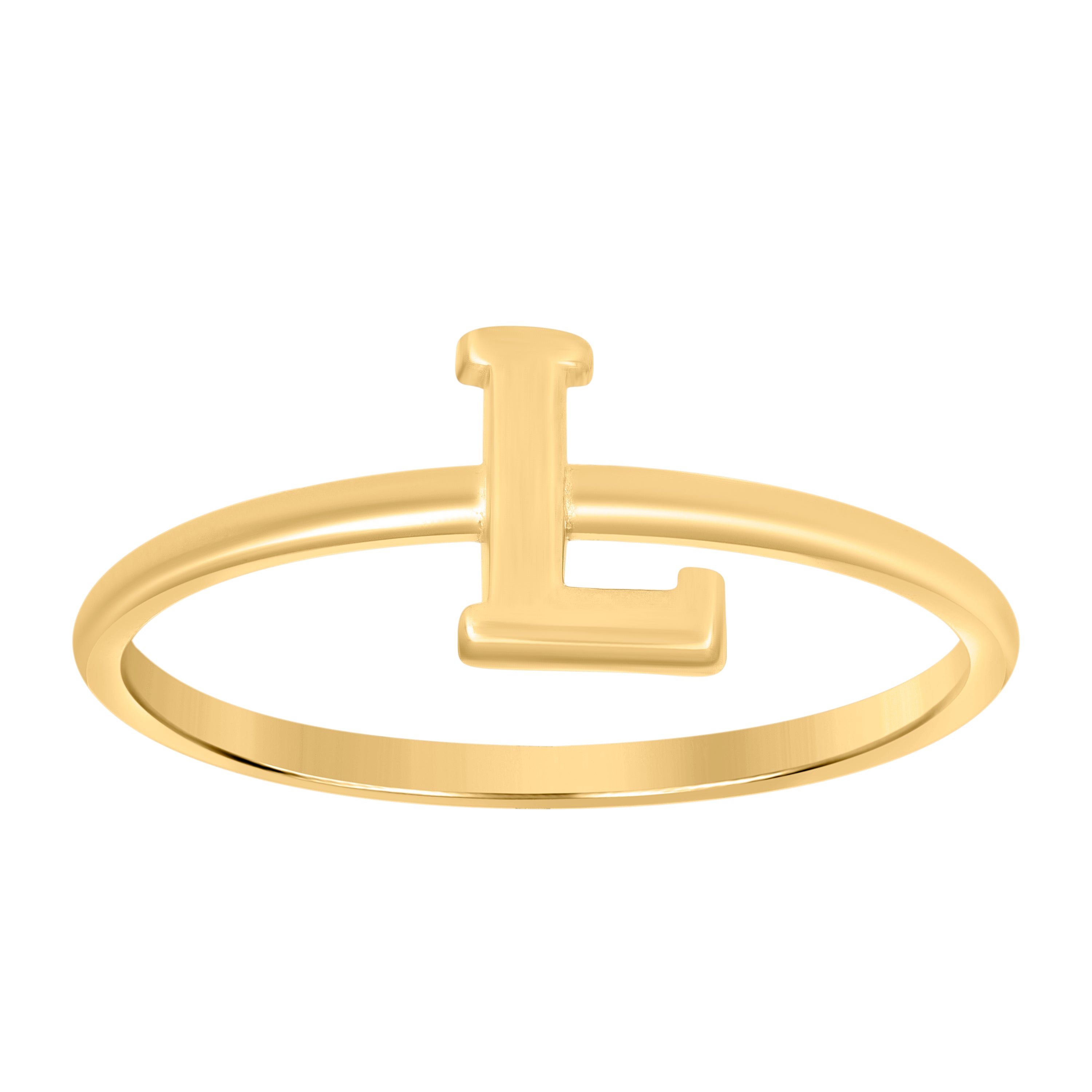 10kt Yellow Gold Womens Initial Alphabet L Ring