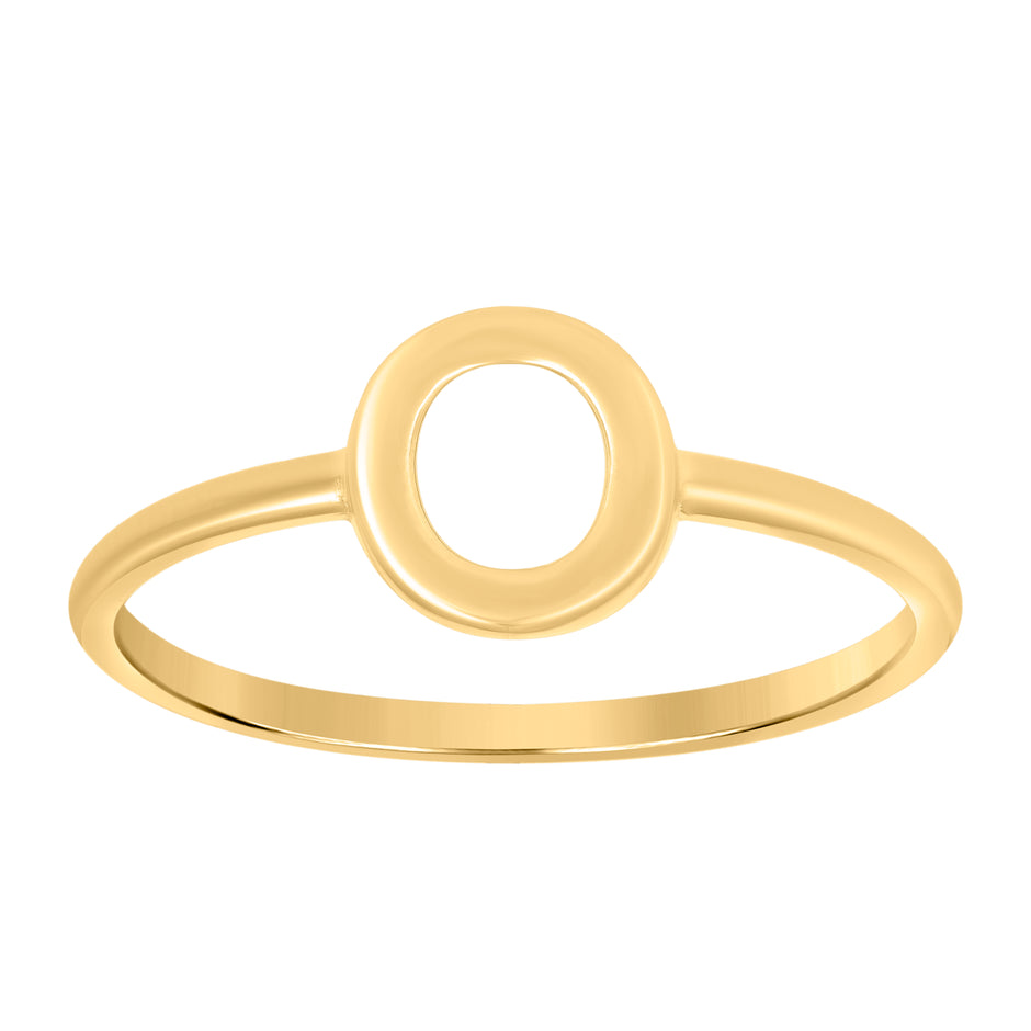 10kt Yellow Gold Womens Initial Alphabet O Ring