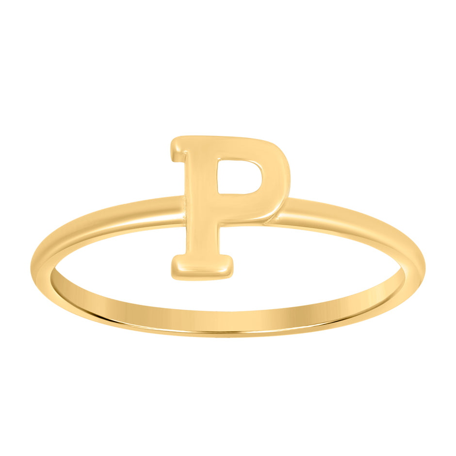 10kt Yellow Gold Womens Initial Alphabet P Ring