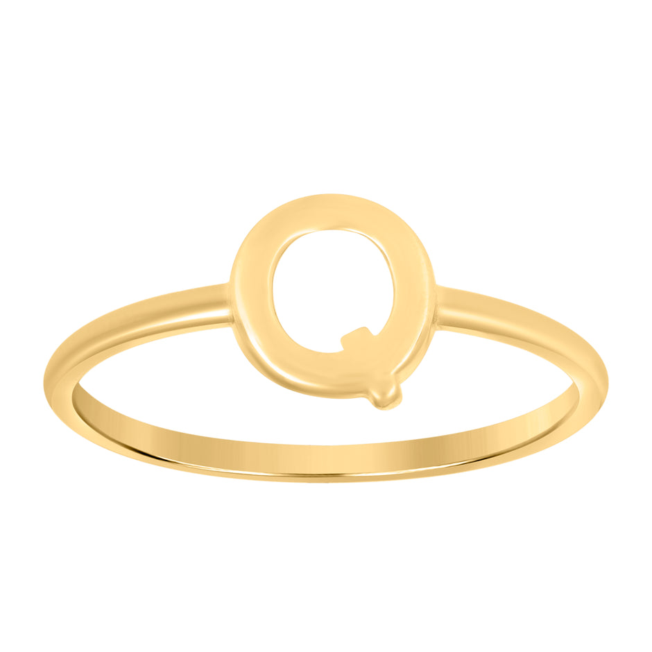 10kt Yellow Gold Womens Initial Alphabet Q Ring