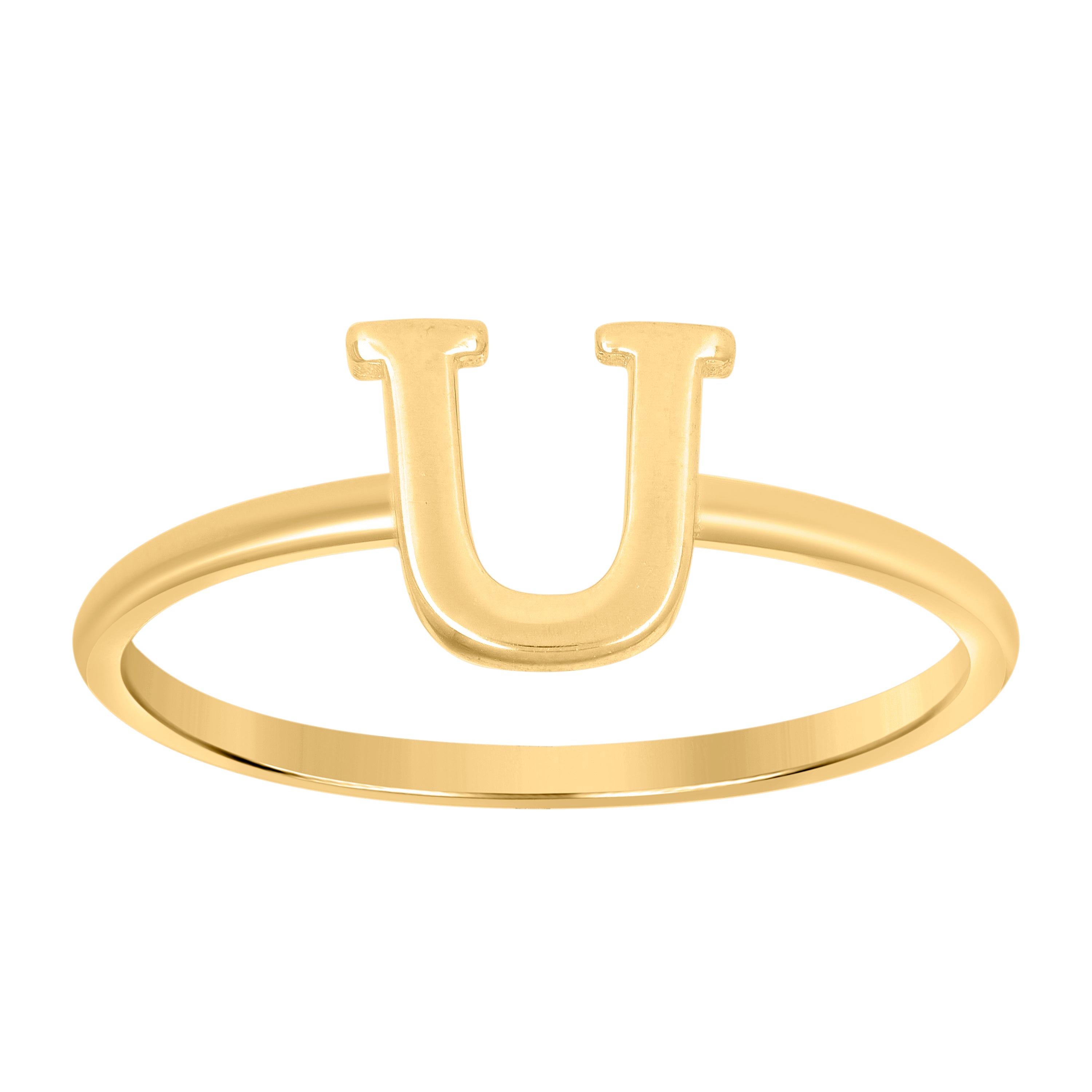 10kt Yellow Gold Womens Initial Alphabet U Ring