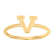 10kt Yellow Gold Womens Initial Alphabet V Ring