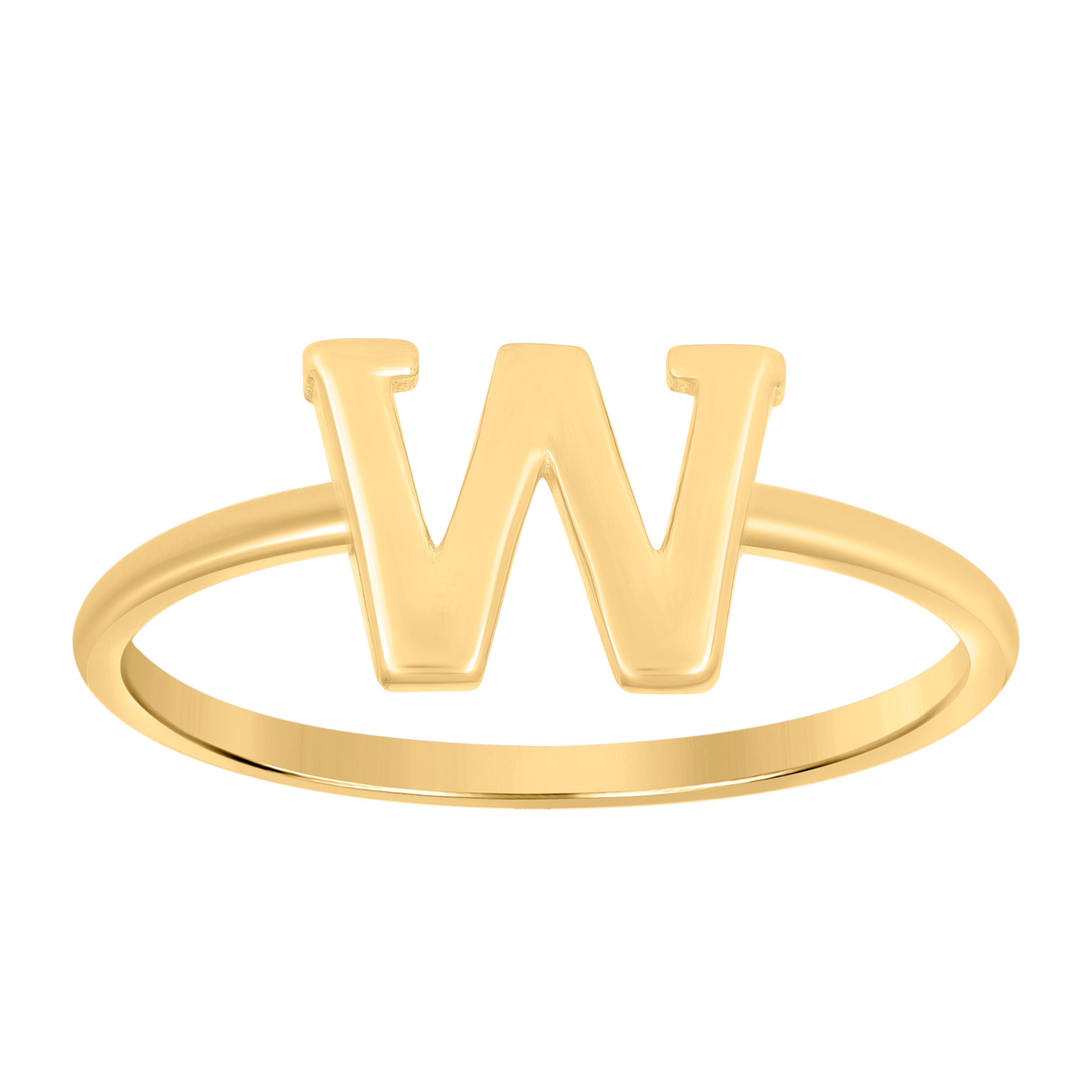 10kt Yellow Gold Womens Initial Alphabet W Ring