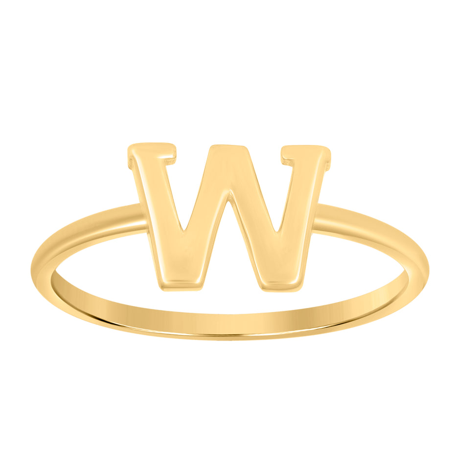 10kt Yellow Gold Womens Initial Alphabet W Ring
