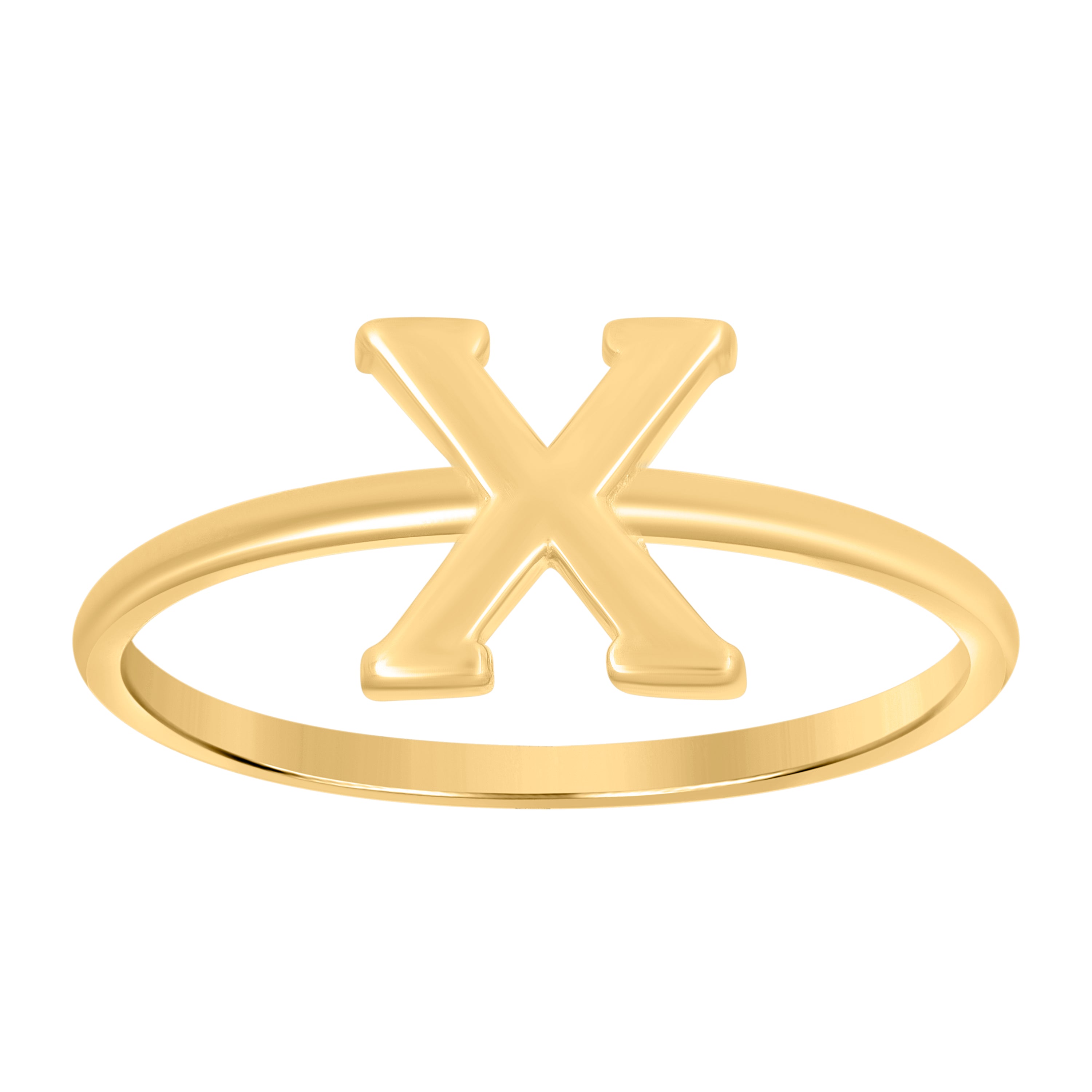 10kt Yellow Gold Womens Initial Alphabet X Ring