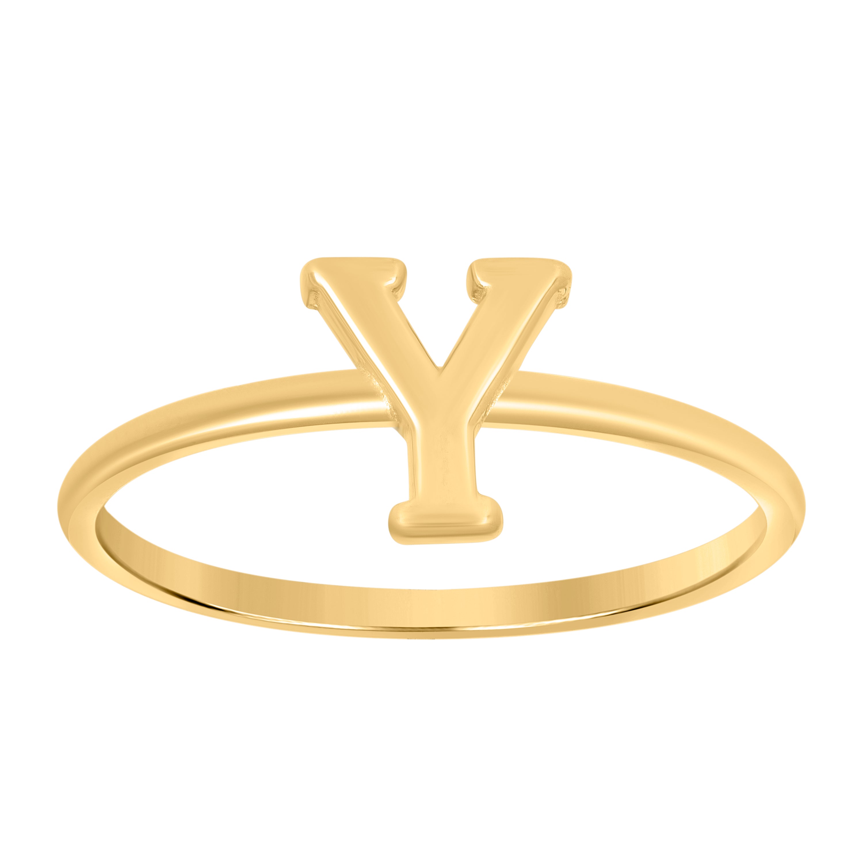 10kt Yellow Gold Womens Initial Alphabet Y Ring