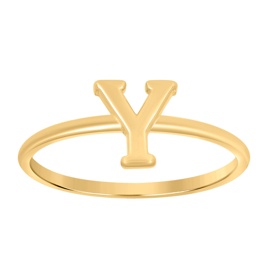 10kt Yellow Gold Womens Initial Alphabet Y Ring
