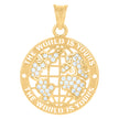 10kt Yellow Gold Mens Cubic-Zirconia The World Is Yours World Map Globe Charm Pendant 