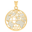 10kt Yellow Gold Mens Cubic-Zirconia World Map Globe Charm Pendant 