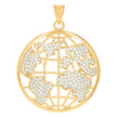10kt Yellow Gold Mens Cubic-Zirconia World Map Globe Charm Pendant 