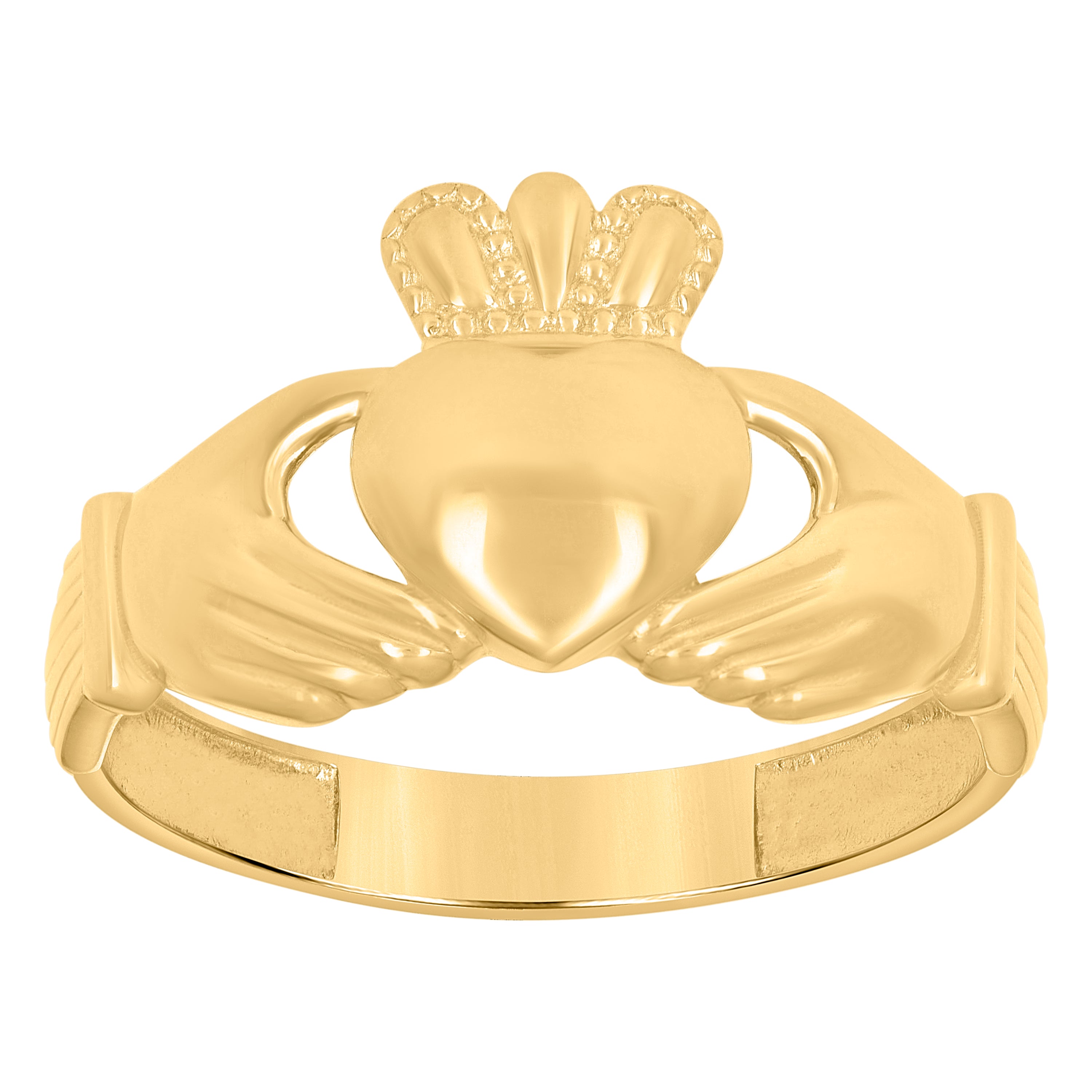 10kt Yellow Gold Womens Heart Claddagh Ring 