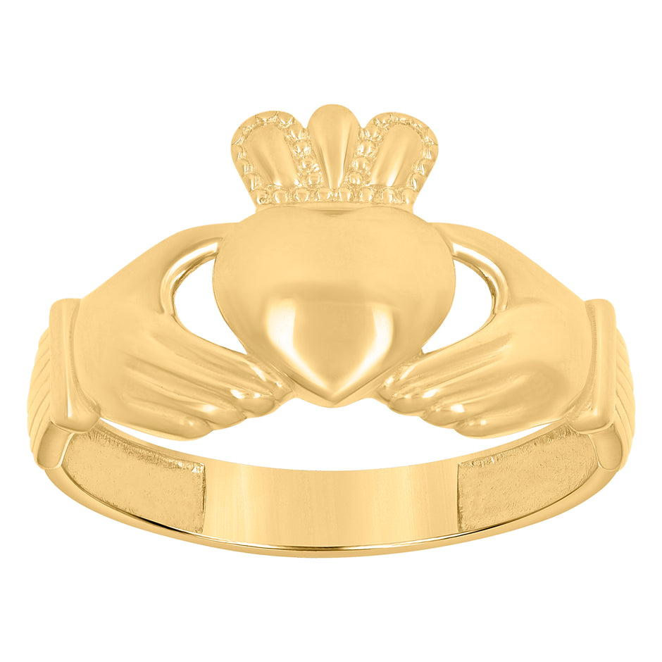 10kt Yellow Gold Womens Heart Claddagh Ring 