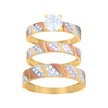 10kt Tri-Color Gold Womens Cubic-Zirconia Trio Ring Set
