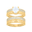 10kt Yellow Gold Womens Cubic-Zirconia Infinity Duo Bridal Ring Set Ring